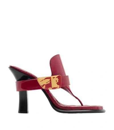 Burberry Leather Bay Sandals In Scarlet