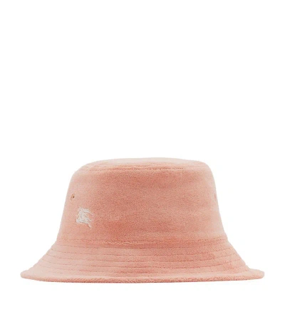Burberry Kids' Equestrian Knight Embroidered Towelling Bucket Hat In Pink