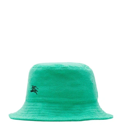 Burberry Kids' Ekd-embroidered Towelling Bucket Hat In Green
