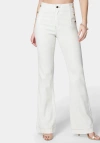 BEBE HIGH WAIST FLARED WIDE LEG BUTTON DETAIL JEANS