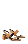 Tory Burch Leather Dual-band Slingback Sandals In Caramel Corn Per