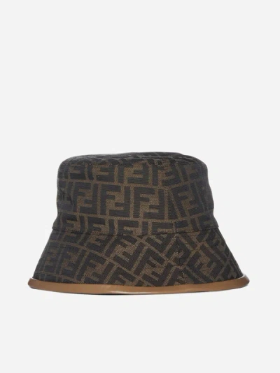 Fendi Ff Canvas Bucket Hat In Tobacco,brown