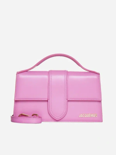 Jacquemus Le Grand Bambino Leather Bag In Neon Pink