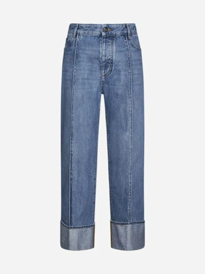 Bottega Veneta Blue Curved Shape Jeans In Mid Blue