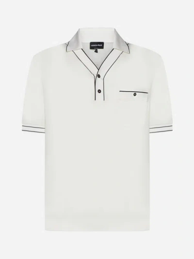 Giorgio Armani Short Sleeves Polo Shirt With Pocket Clothing In Chalk