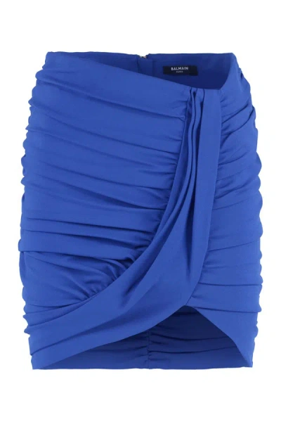 Balmain Draped Skirt In Blue