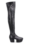 Prada Stretch Napa Over-the Knee Platform Boots In Black