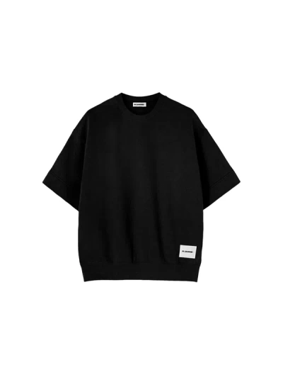 Jil Sander Logo-patch Short-sleeve Sweatshirt In Black