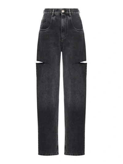 Maison Margiela Black Five-pocket Style Jeans With Rips In Cotton Denim