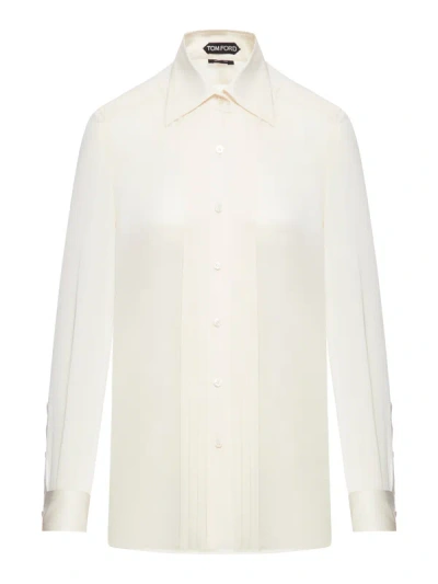 TOM FORD SILK SHIRT WITH PLISSE PLASTRON