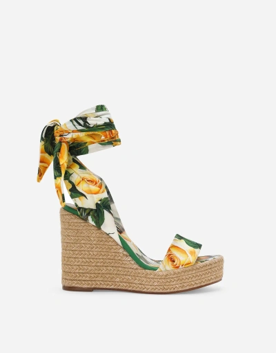Dolce & Gabbana Printed Charmeuse Wedge In Multicolor