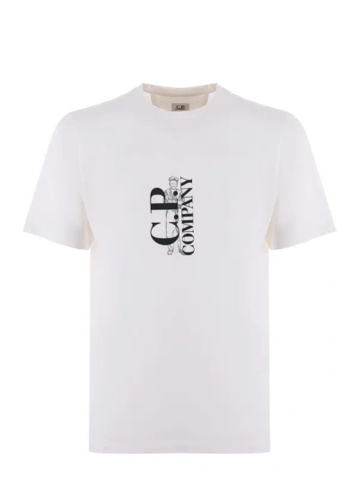 C.p. Company T-shirt In Bianco Latte