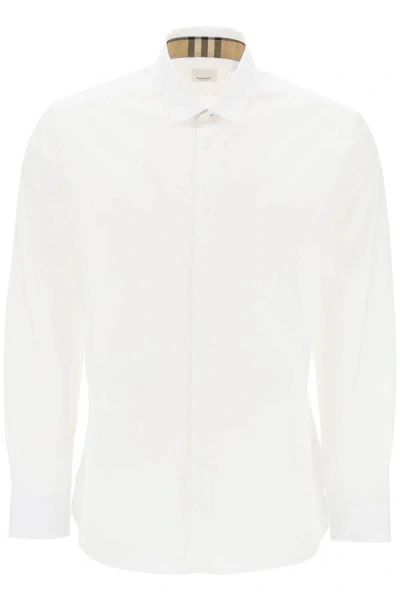 Burberry Sherfield Shirt In Stretch Cotton In White