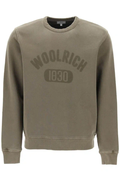 Woolrich Vintage Logo Sweatshirt With A In Khaki