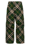 Burberry Men's Check Pattern Trousers With Elastic Waist And Drawstring In Green