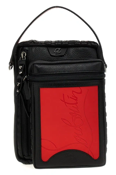 Christian Louboutin Empire Leather Shoulder Bag In Loubi/black/black