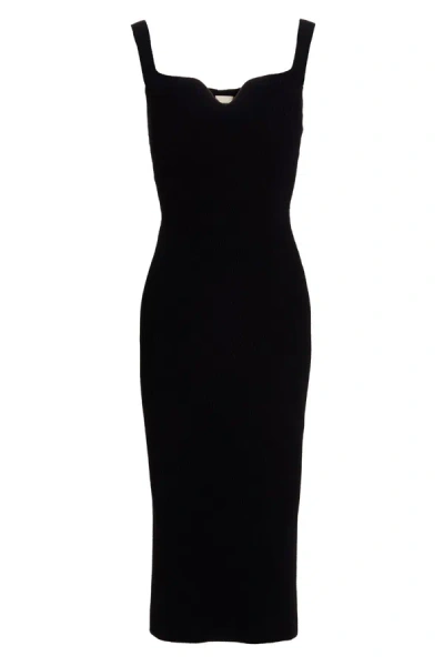 Khaite Nina Ribbed Open-back Midi Dress In Black