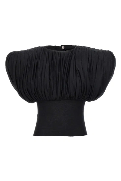 Rick Owens Tatlin Wide-shoulders Crop Top In Black