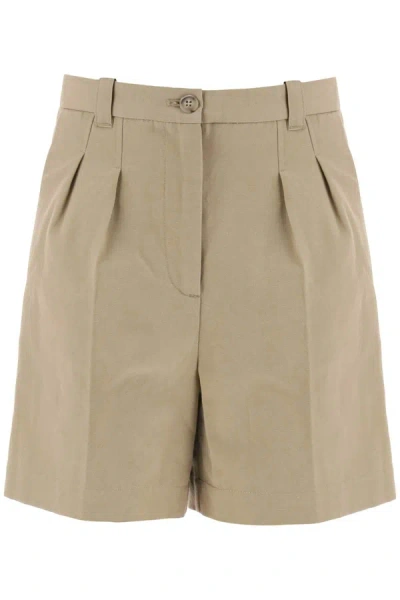 Apc Cotton And Linen Nola Shorts For In Beige
