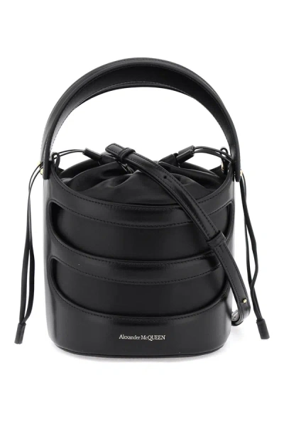 Alexander Mcqueen The Rise Leather Bucket Bag In Black