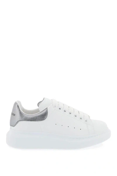 Alexander Mcqueen Metallic-trimmed Leather Exaggerated-sole Trainers In White