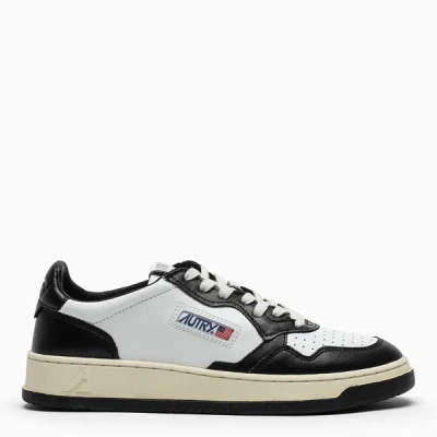Autry Medalist Low Sneakers In White Black Leather