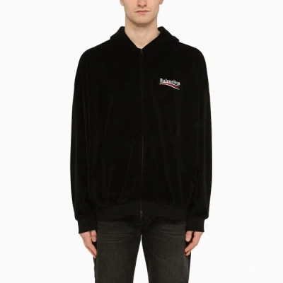 BALENCIAGA BALENCIAGA BLACK CHENILLE POLITICAL CAMPAIGN SWEATSHIRT