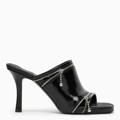 Burberry Sandals Peep Model In Shiny Black Leather