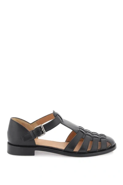 Church's Kelsey Mirror Prestige Calfskin Sandals In Black/black