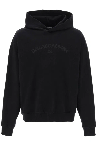 Dolce & Gabbana Hooded Sweatshirt With Logo Print In Black