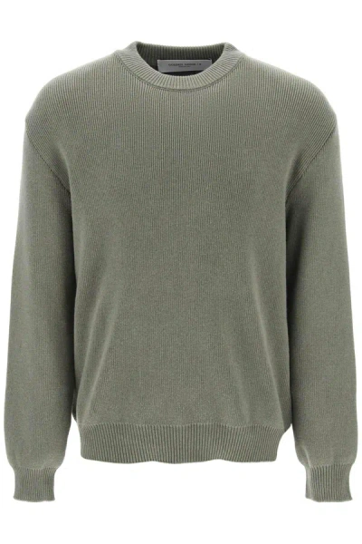 Golden Goose Davis Cotton Rib Sweater In Khaki