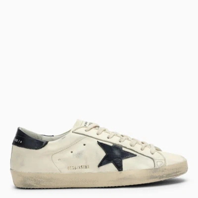 Golden Goose Super-star Beige/blue Low Trainer In Cream