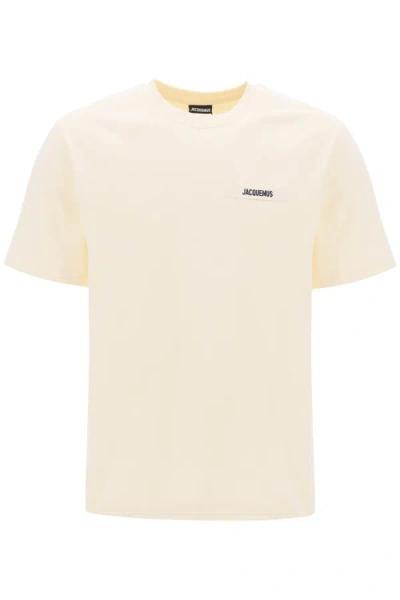 Jacquemus Le T-shirt Gros Grain Beige T-shirt With Logo Patch On The Front In Cotton Man In Neutral