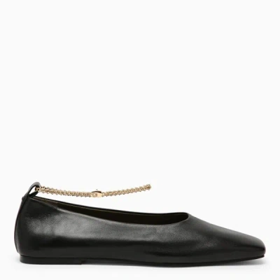 Maria Luca Augusta Ankle-chain Leather Ballerina Flats In Black