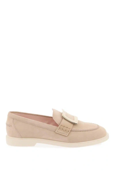 Roger Vivier Buckle-embellished Leather Loafers In Pink
