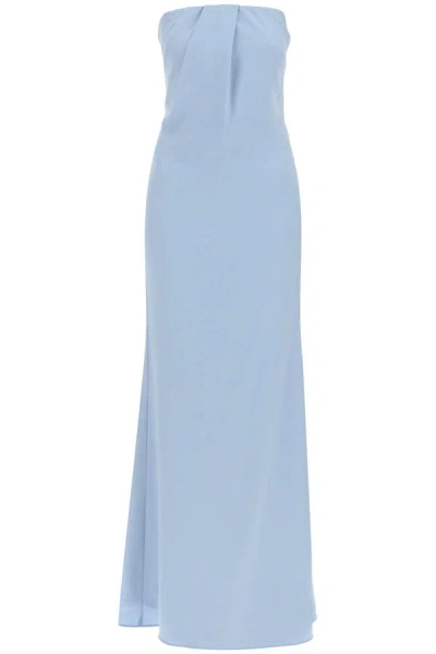Roland Mouret Strapless Draped Gown In Celeste