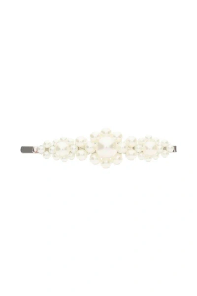 Simone Rocha Flower Bead-embellished Resin And Brass Hair Clip In White