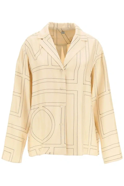 Totême Toteme Monogram Silk Twill Pyjama Shirt Women In Cream
