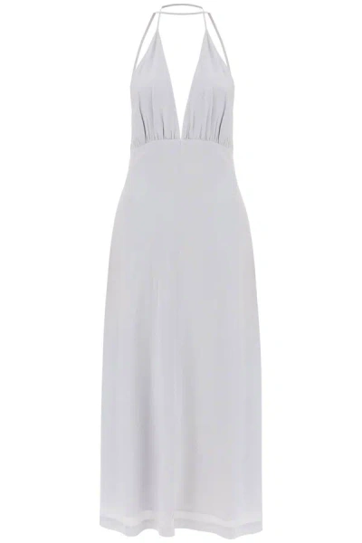 Totême Toteme Silk Dress With Double Halter Neckline In Glacier