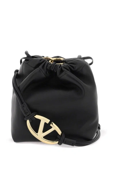 Valentino Garavani Mini Vlogo Bucket Bag With Pouf In Black