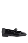 Versace Open-toe Ballet Flats In Gianni Ribbon In Black