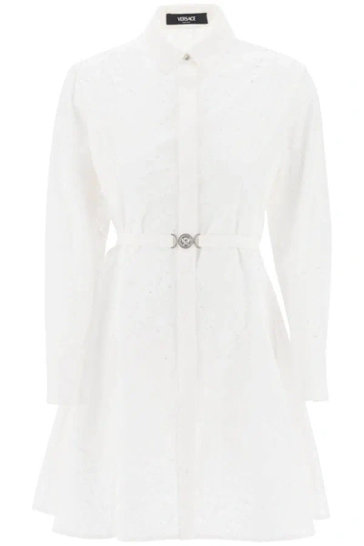 Versace Barocco Sangallo Shirt Dress In White