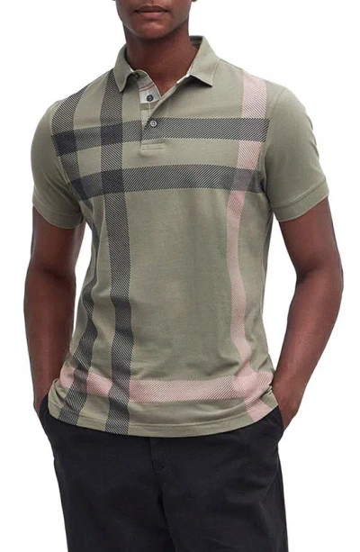 Barbour Blaine Tartan Mens Tailored Polo In Dusty Green
