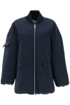 Ganni Oversized Multiple-pocket Bomber Jacket In Blue