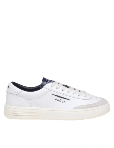 Ghoud Lido Low Sneakers In White/blue Leather And Suede In Leat/suede Wht/blue