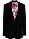 Etro Black Single-breasted Blazer With Floral Lining In Black
