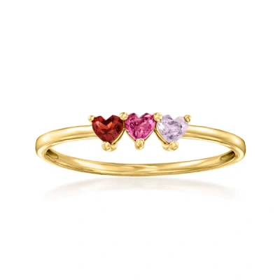 Rs Pure By Ross-simons Multi-gemstone Heart Ring In 14kt Yellow Gold In Pink