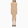 ANDREÄDAMO ANDREĀDAMO SCULPTING BEIGE SLEEVELESS MIDI DRESS