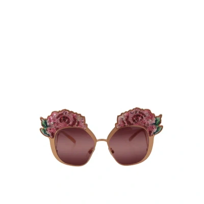 Dolce & Gabbana Pink Gold Rose Sequin Embroidery Dg2202 Sunglasses