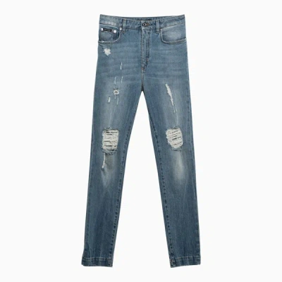 Dolce & Gabbana Dolce&gabbana Audry Denim Skinny Jeans With Wear And Tear In Multicolor